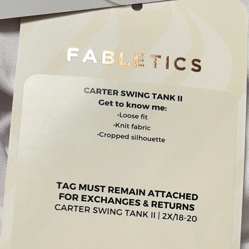 NWT Fabletics Carter Size 2X White Swing Tank II - Picture 2 of 4